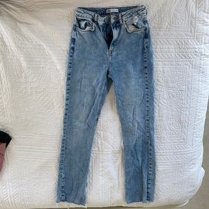 Light washed high rise straight leg jeans